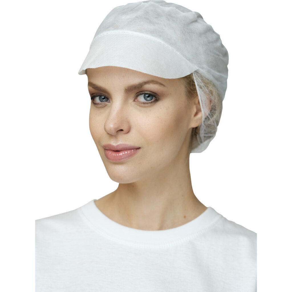 Cuffia monouso con visiera 100% polipropilene PO114 100 pezzi